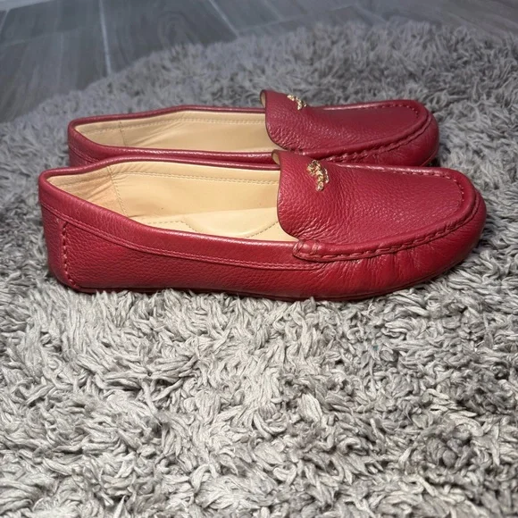 Coach Red Leather Loafers - Picture 2 of 4